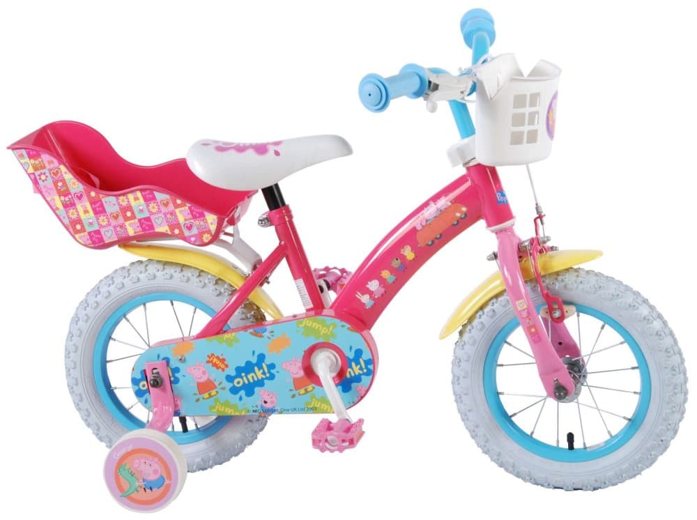 Peppa Pig Barncykel – Flickor – 12 tum – Rosa – Med korg och docksits
