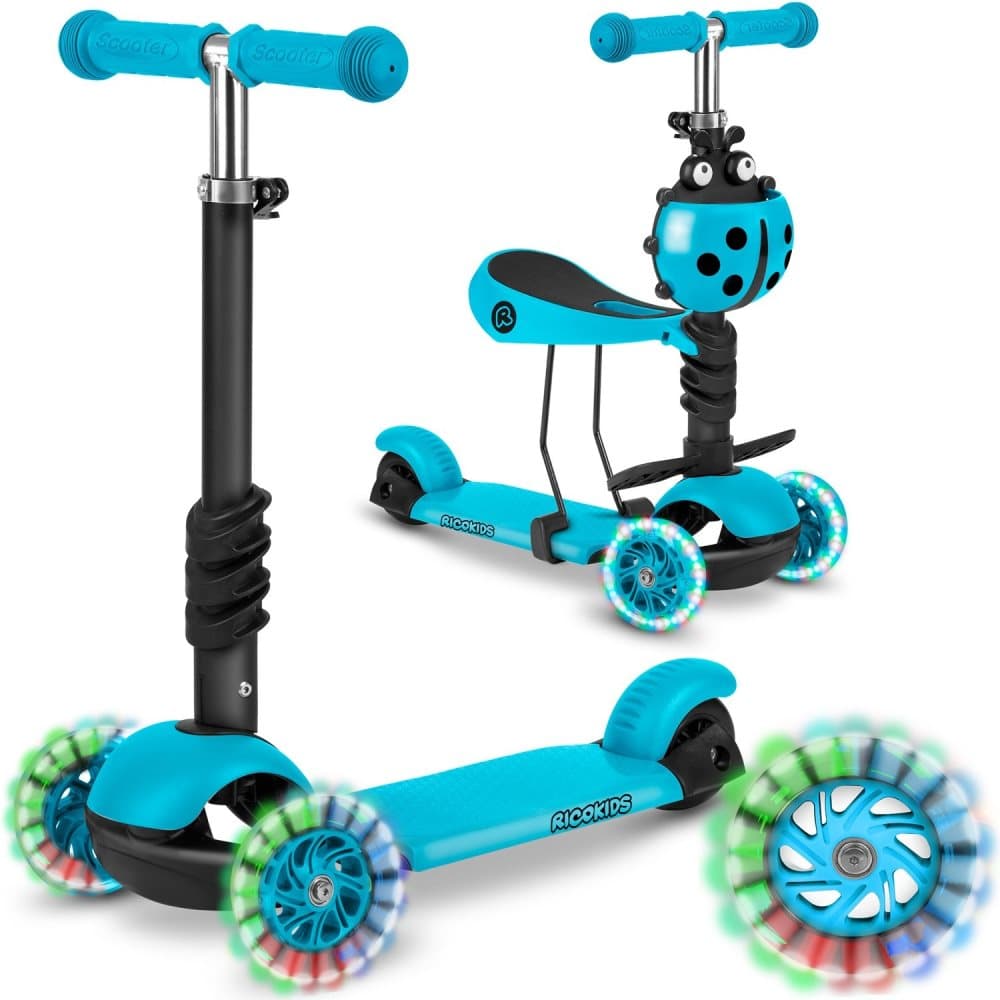 Tre-hjulig sparkcykel Ricokids Buggy – turkos - Bild 2
