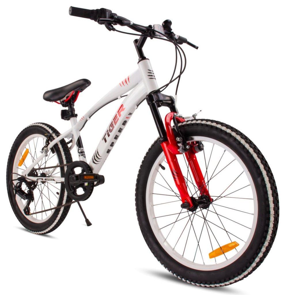Barncykel, 20 tum, för pojkar, 6 växlar Shimano, fjädring, breda däck, Revoshift Tiger Bike Sun Baby - Bild 2