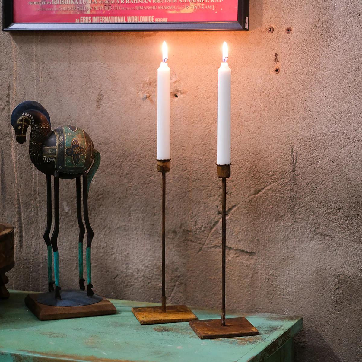 Hög smal rostig ljusstake - Bild 2