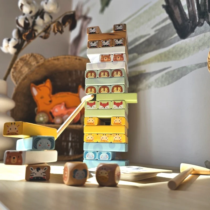 Shaky Tower skicklighetsspel med djur - Bild 3